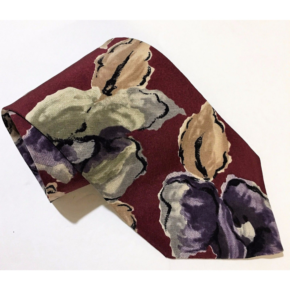 Don Loper 100% Silk Floral 3.75"x58" Red
